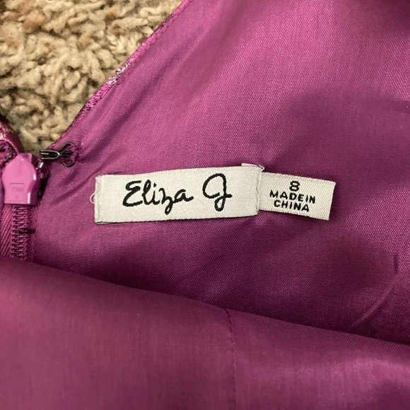 Eliza J Floral Fit and Flare Dress Women's Size 8 Purple Gray Sleeveless A Line - Picture 3 of 8